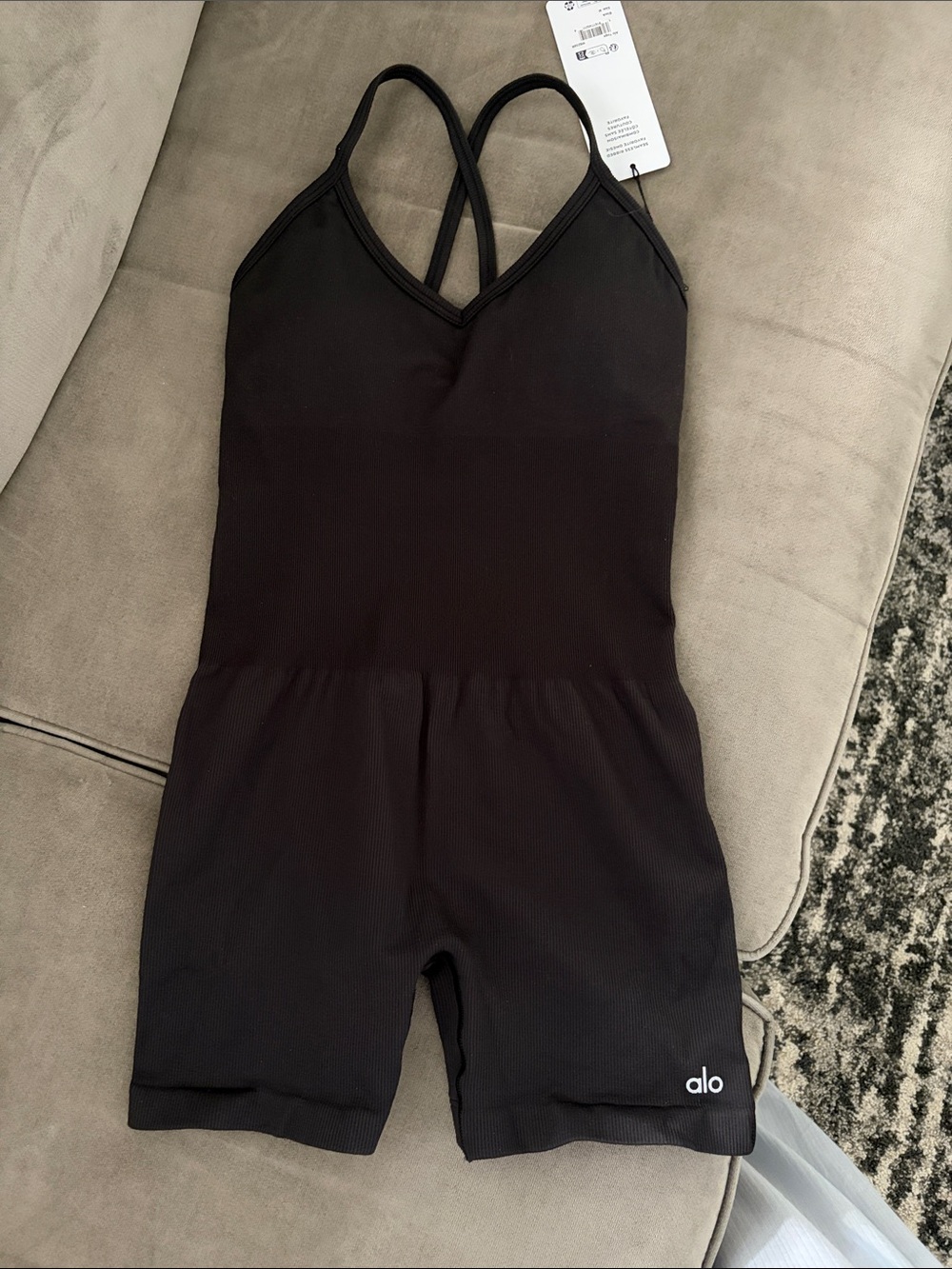 ALO Yoga Black Seamless Ribbed Onesie